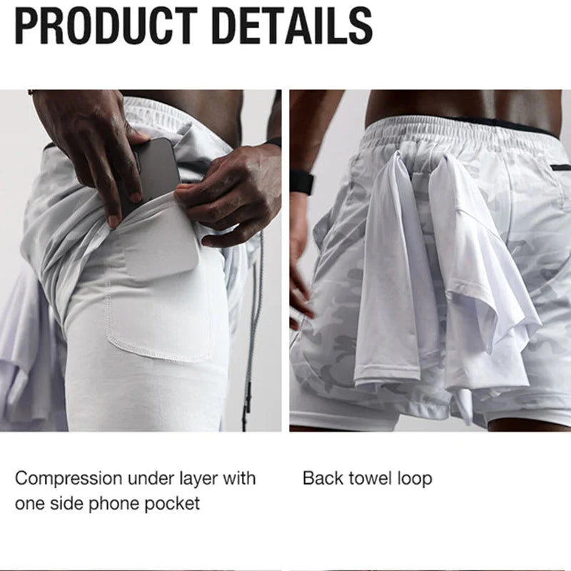 Mens 2 in 1 Running Shorts