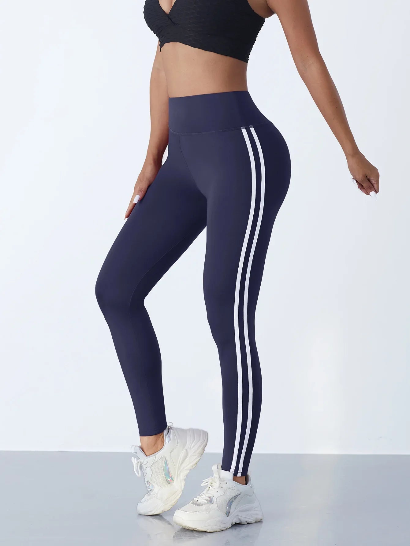 Women Striped Slim Sports Pants High Waist
