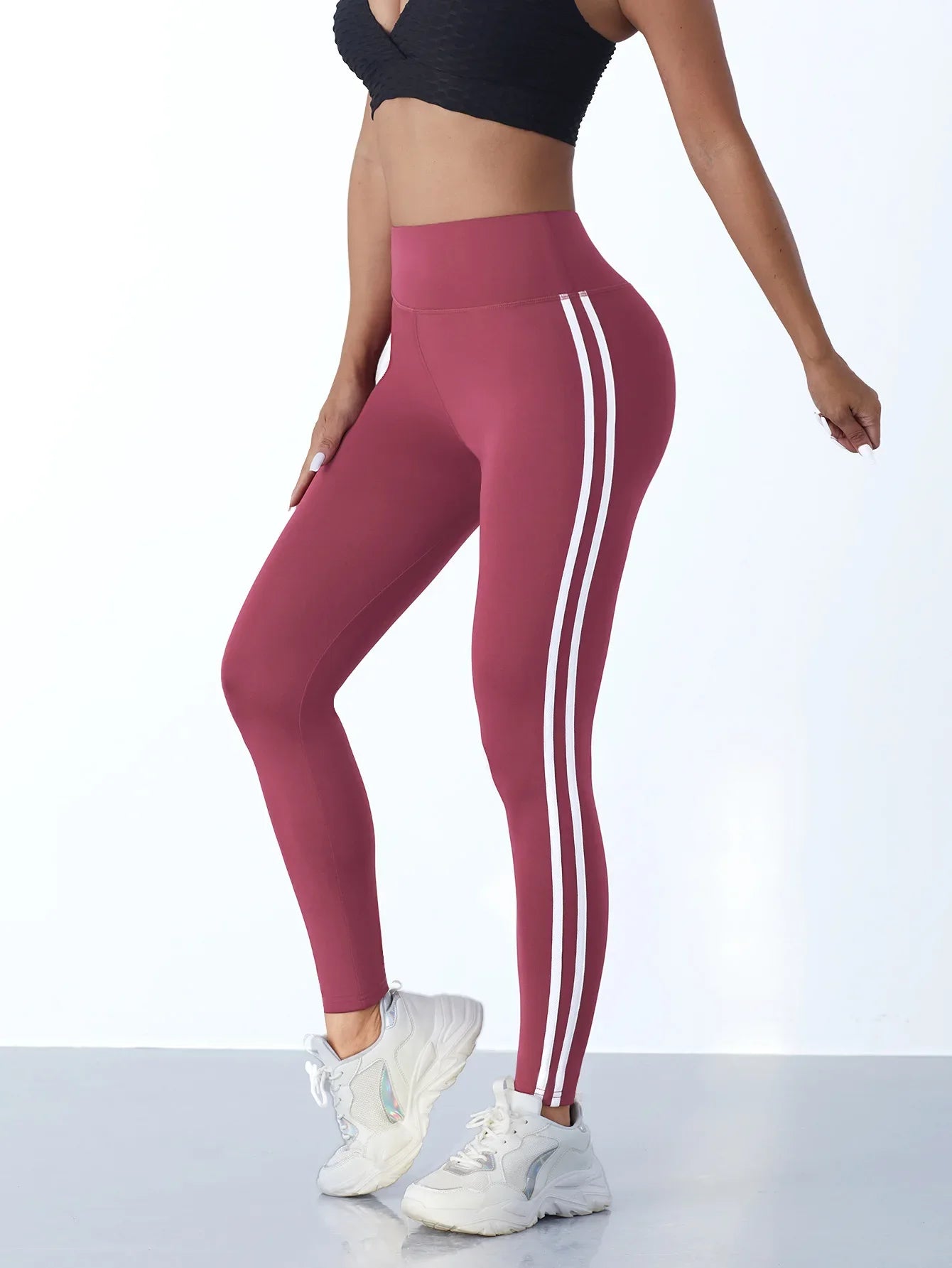 Women Striped Slim Sports Pants High Waist