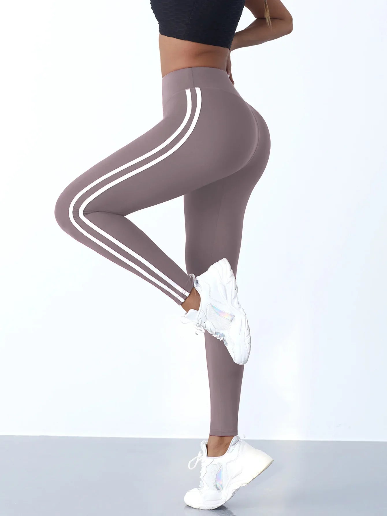 Women Striped Slim Sports Pants High Waist
