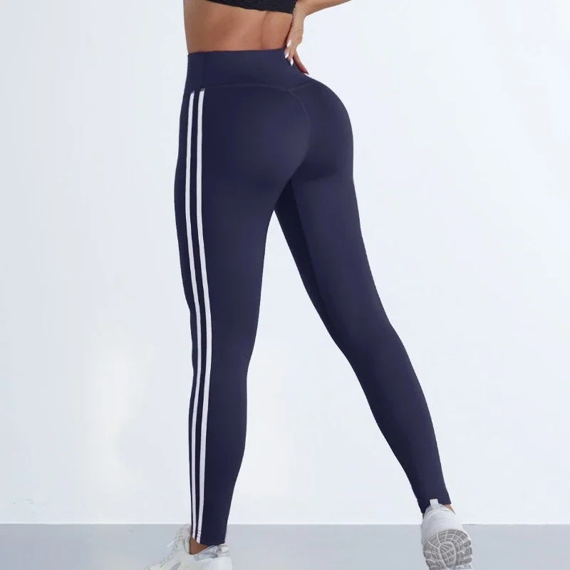 Women Striped Slim Sports Pants High Waist