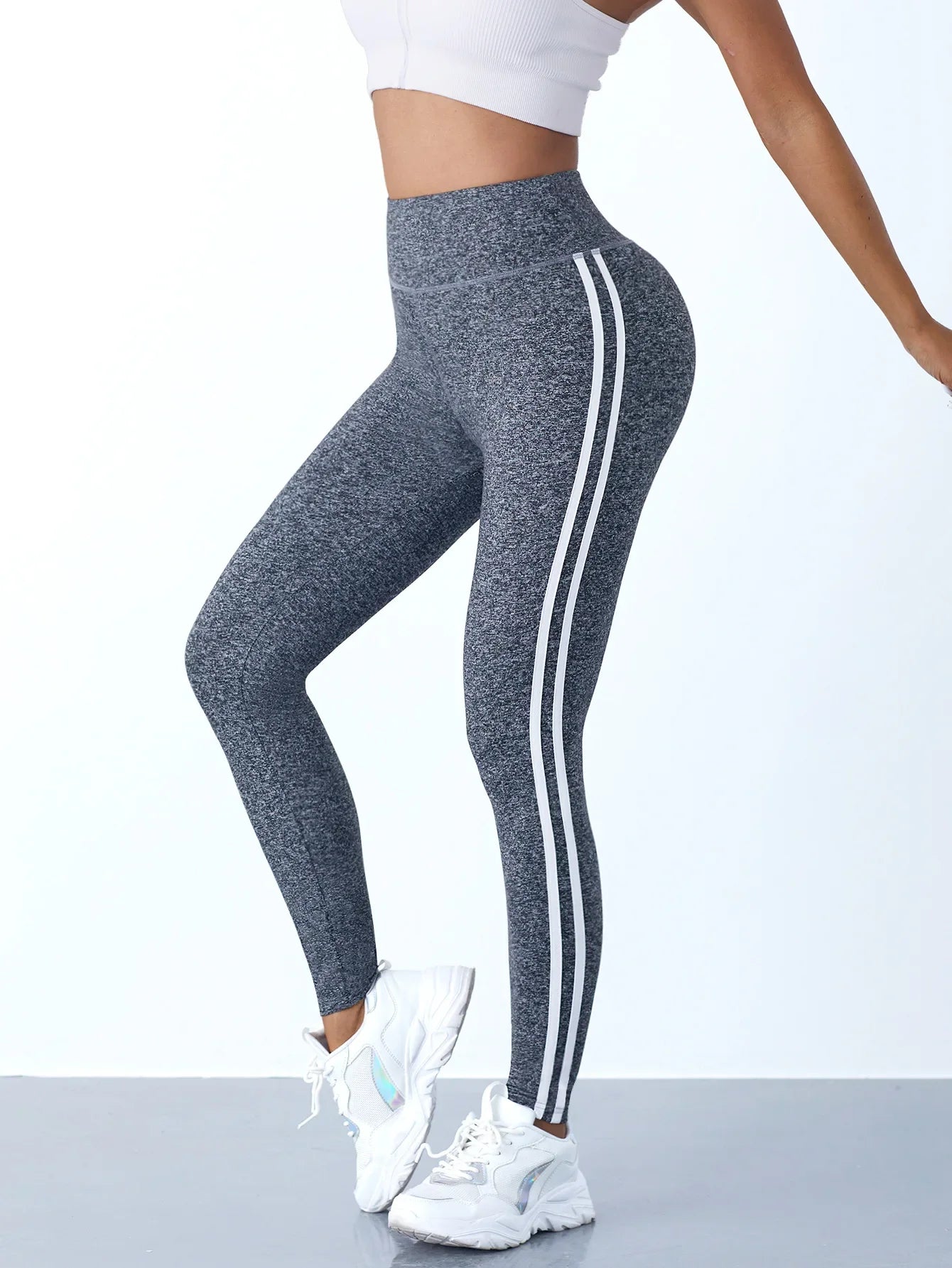 Women Striped Slim Sports Pants High Waist