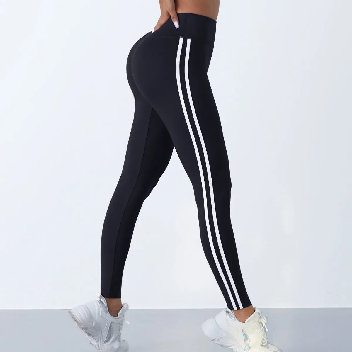 Women Striped Slim Sports Pants High Waist