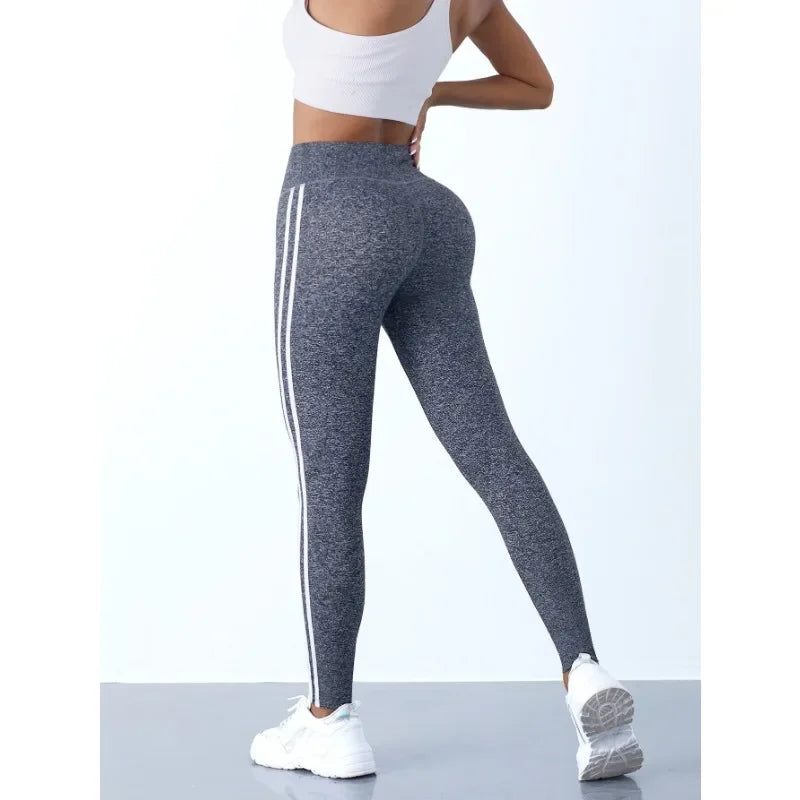 Women Striped Slim Sports Pants High Waist